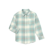 WONDER NATION Girls Long Sleeve Flannel Shirt, Sizes 4-18 & Plus