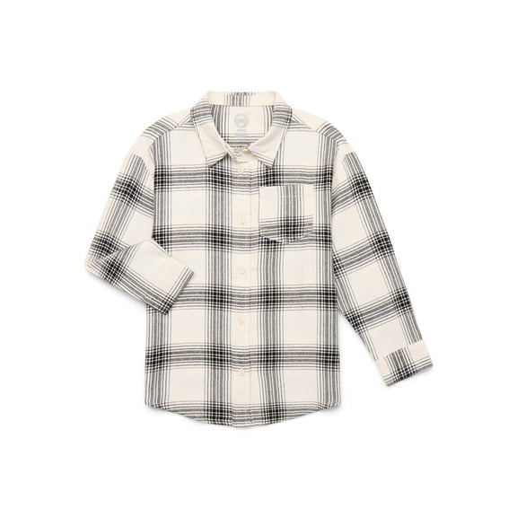 Wonder Nation Girls Long Sleeve Flannel Shirt, Sizes 4-18 & Plus