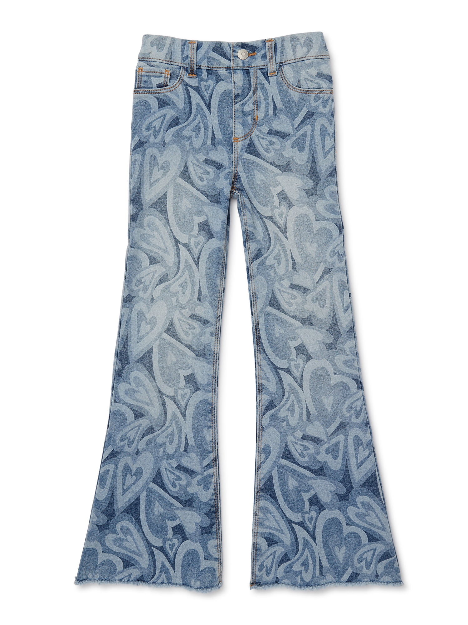 【WONDER WONDER】Nitiz Color Matching Wide Denim Pants Wonder Nation Girls Fashion Flare Jeggings, Sizes 4-18