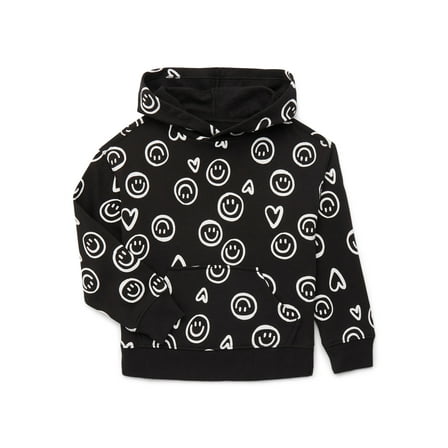 Wonder Nation Girls Long Sleeve Fleece Graphic Hoodie, Sizes 4-18 & Plus