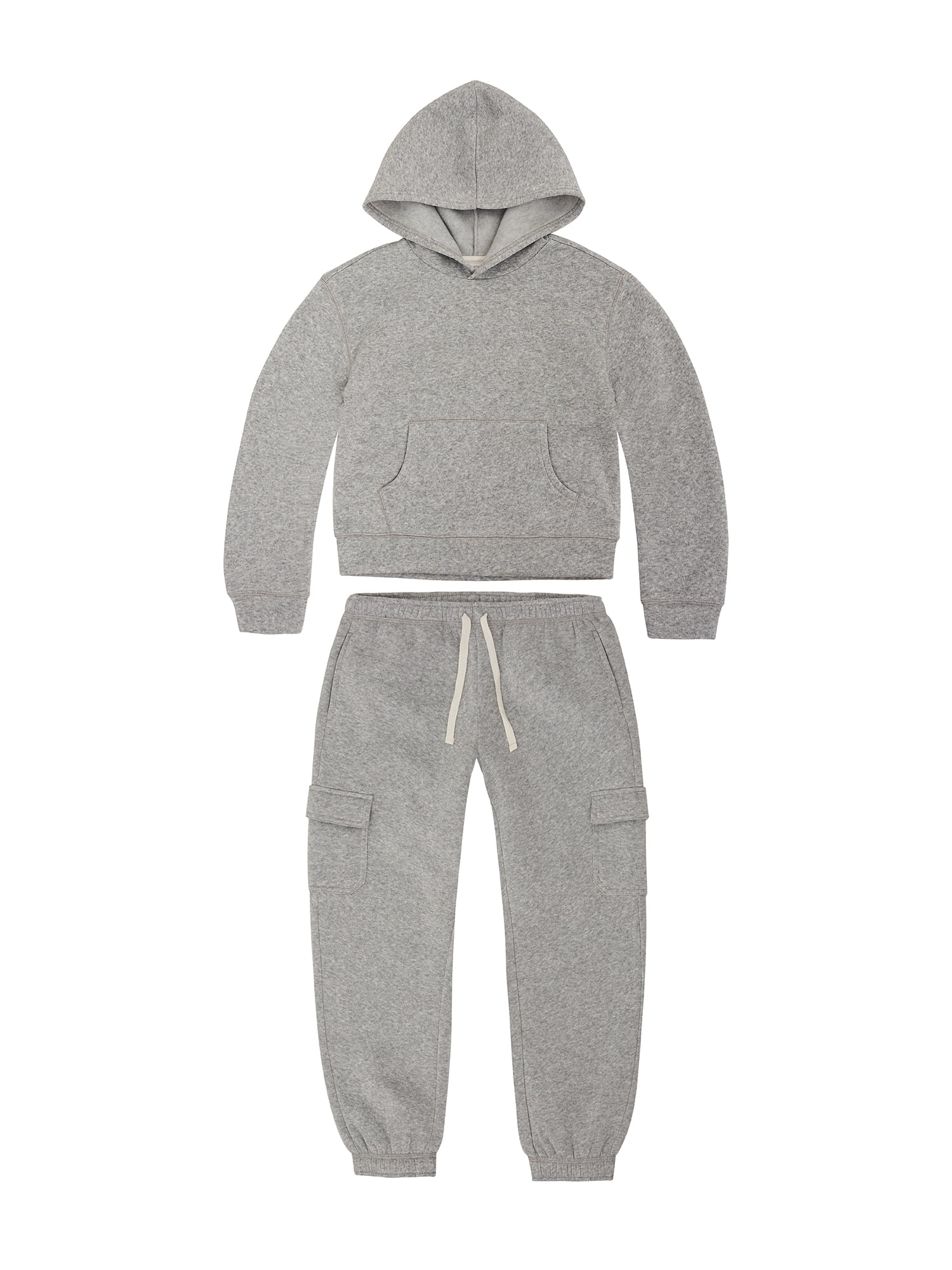Wonder Nation Girls Fleece Hoodie and Jogger Pant Outfit, 2-Piece Set, Sizes 4-18 & Plus