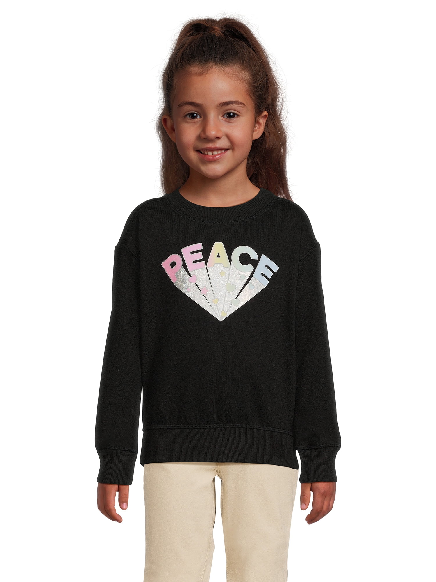 Wonder Nation Girls Fleece Pullover Sweatshirt, Sizes 418 & Plus