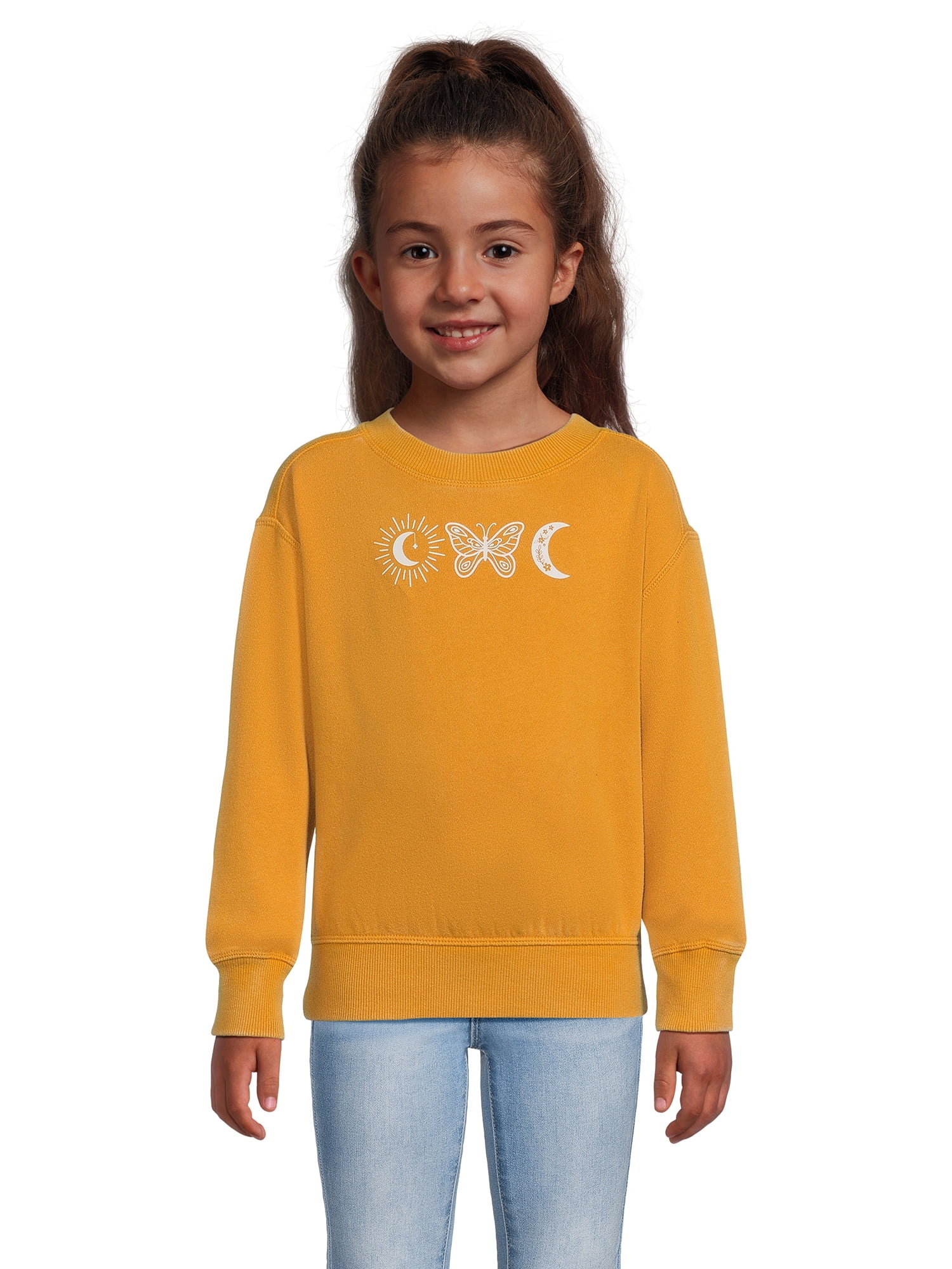 Wonder Nation Girls Fleece Pullover Sweatshirt, Sizes 418 & Plus