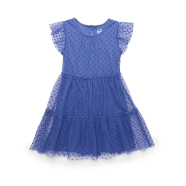 Wonder Nation Girls Flocked Tulle Dress, Sizes 4-18 & Plus