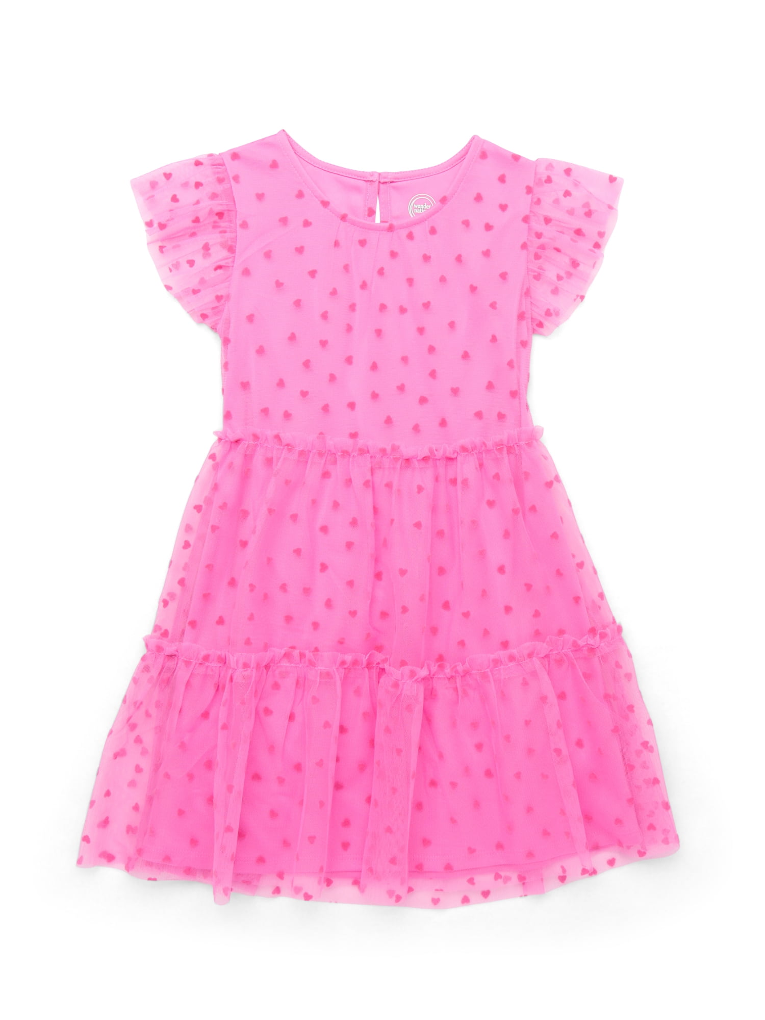 Wonder Nation Girls Flocked Tulle Dress, Sizes 4-18 & Plus