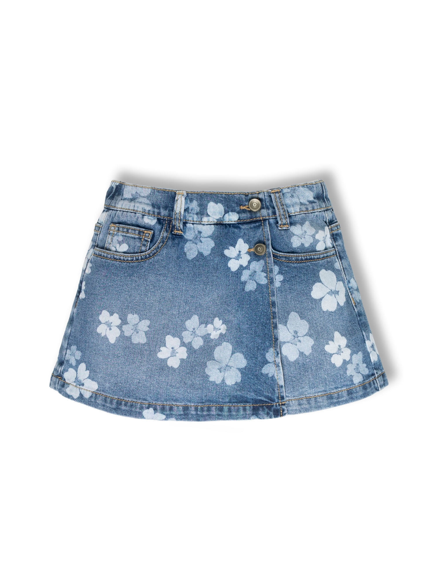 Wonder Nation Girls Floral Denim Skort, Sizes 4-18 & Plus