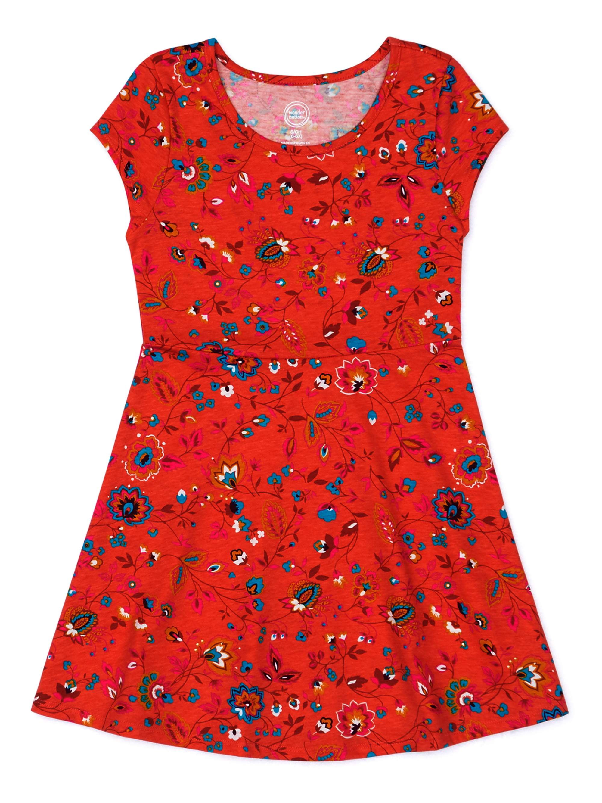 Wonder Nation Girls Floral Dress, Sizes 4-18 & Plus