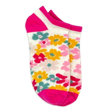 Wonder Nation, Girls Floral No-Show Socks, 1-Pack, Sizes S-L