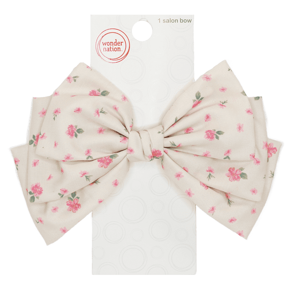 Wonder Nation Girls Floral Print Bow Barrette Clip, Multi