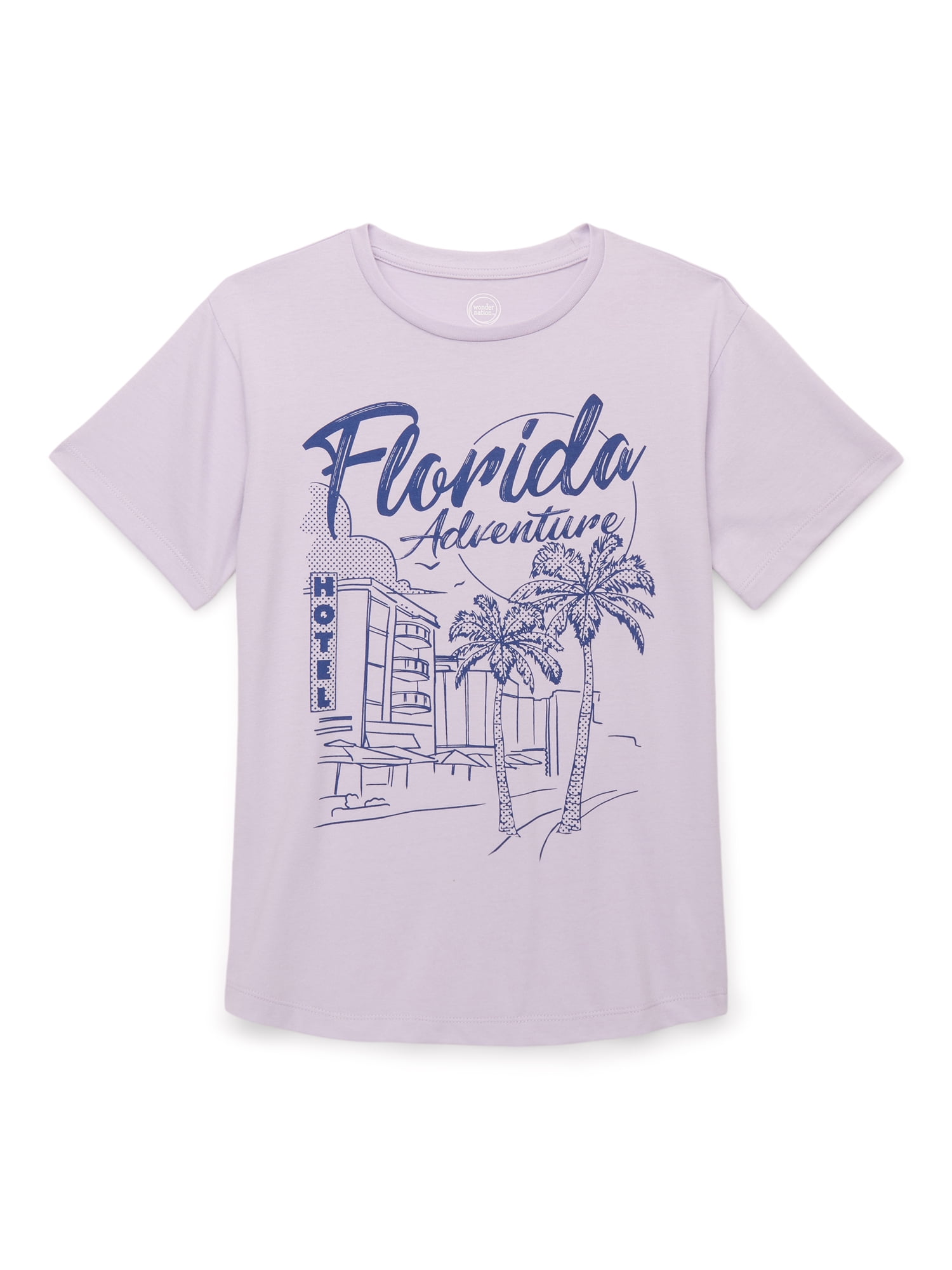 Wonder Nation Girls Florida Adventures Graphic Tee with Short Sleeves, Sizes 4-18
