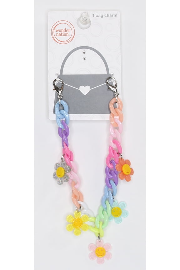 Girls Flower Charms Bag Chain, Multi