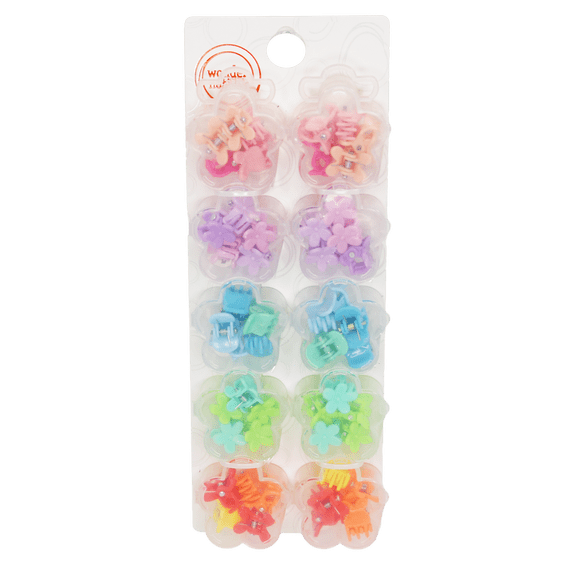 Wonder Nation Girls Flower Micro Claw Clips in Case, 50-Piece, Multi