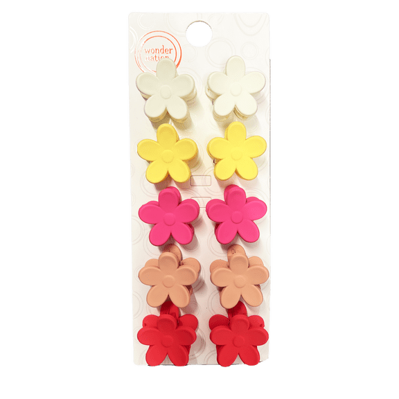 Wonder Nation Girls Flower Mini Claw Clips, 10-Piece, Multi