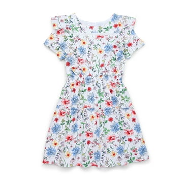 Wonder Nation Girls Flutter Shoulder Dress, Sizes 4-18 & Plus