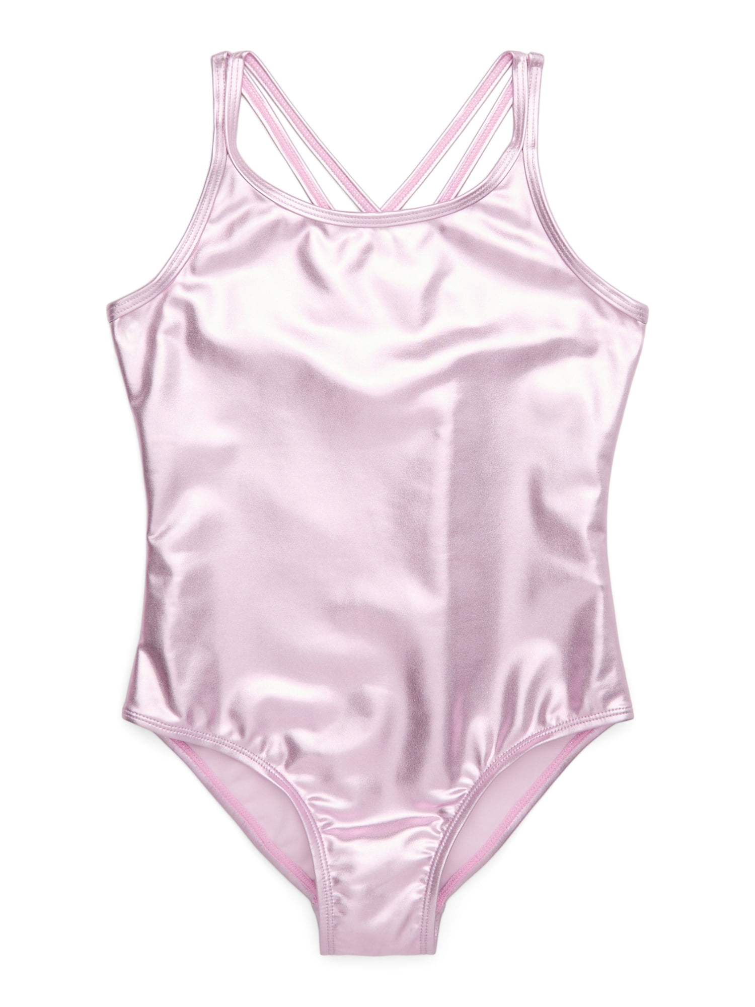 Wonder Nation Metallic One-Piece Swimsuit with UPF50 for Girls