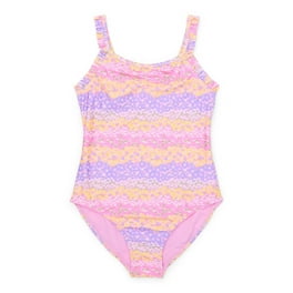 Wonder Nation Girls One-Piece Swimsuit with Bow Strap and UPF 50