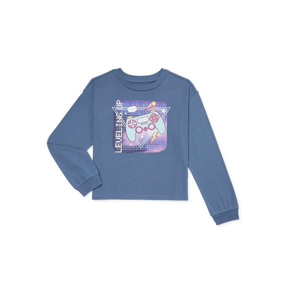 Wonder Nation Girls Gamer Graphic Jersey Top, Sizes 4-18 & Plus