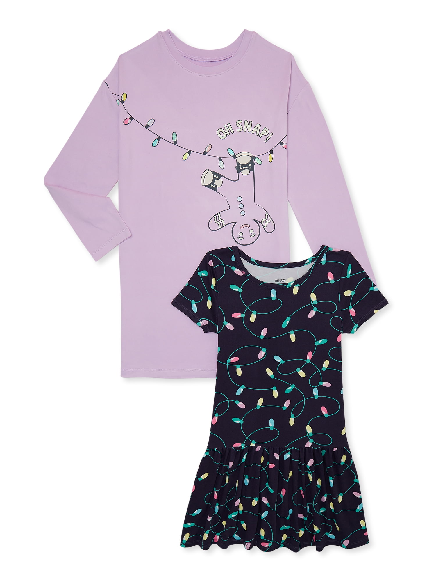 Wonder Nation Girls Gingerbread Dress, 2-Pack, Sizes 4-12