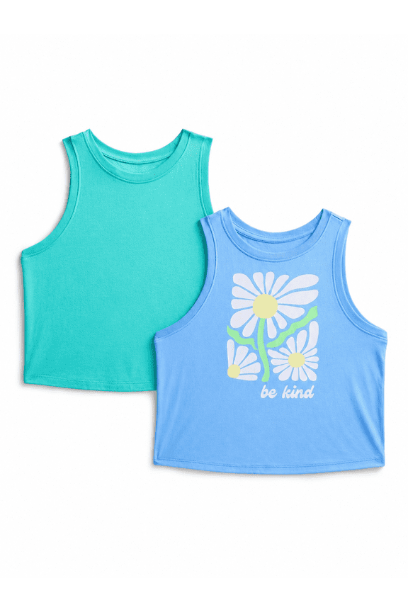 Girls Be Kind Graphic Tank Top, 2-Pack, Sizes 4-16 Plus