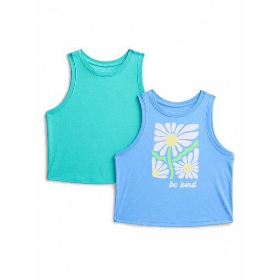 Wonder Nation Girls Be Kind Graphic Tank Top, 2-Pack, Sizes 4-16 Plus