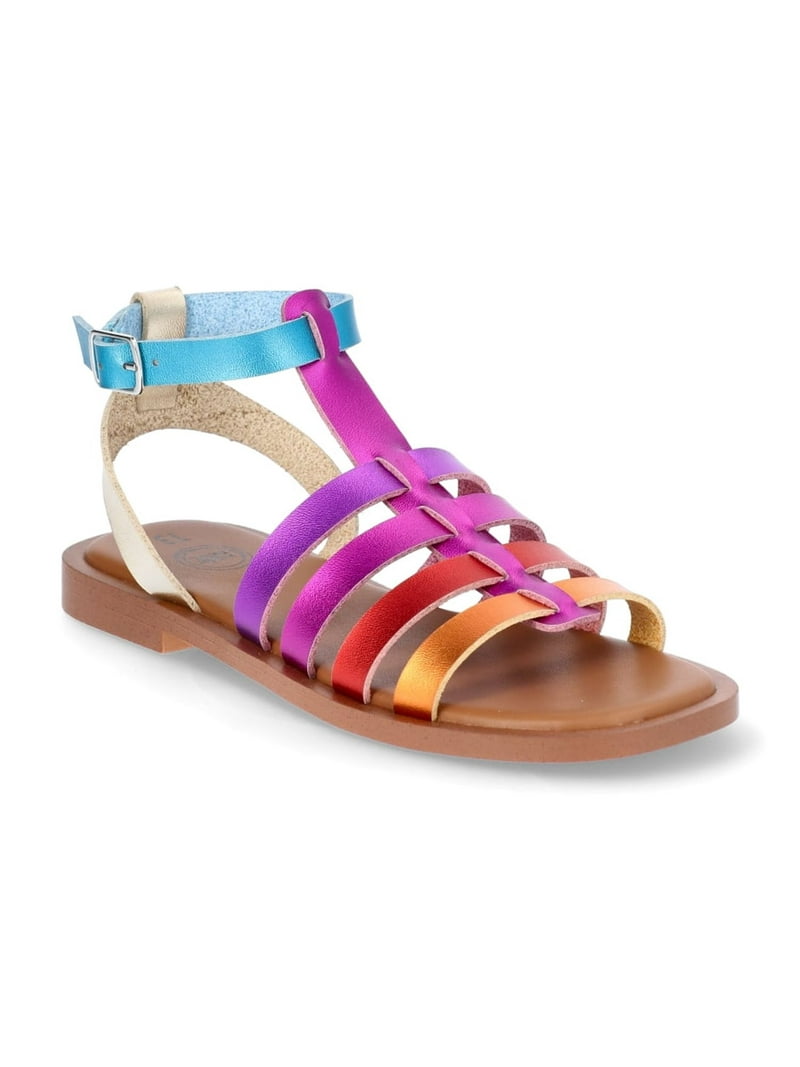Wonder Nation Girls Gladiator Sandals Leather Foam Footbed