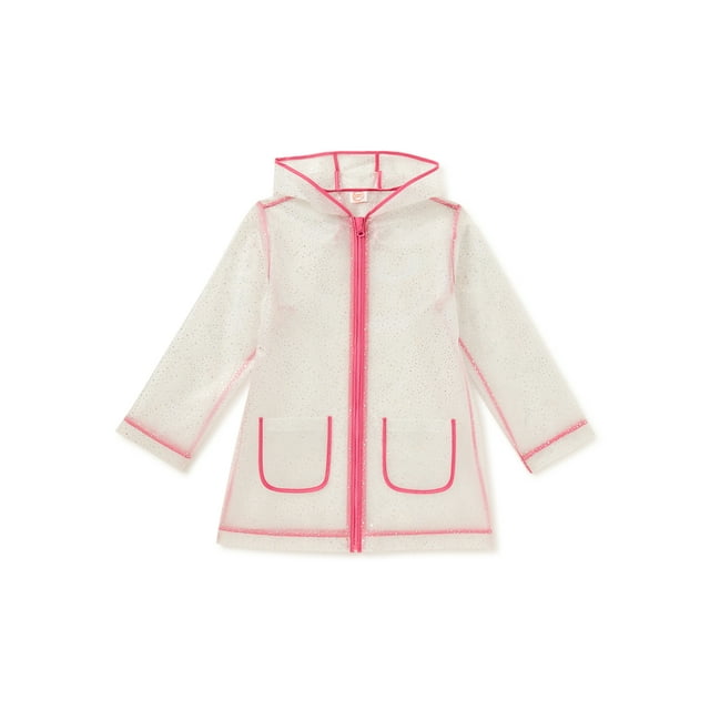 Wonder Nation Girls Glitter Rain Jacket, Sizes 418 & Plus