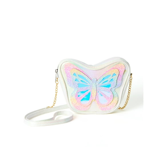 Wonder Nation Girls Glitter Rainbow Butterfly Purse with Crossbody Strap