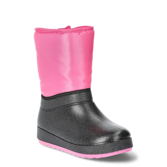 Wonder Nation Girls Glitter Winter Boots with Side Zip