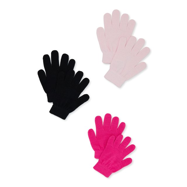 Wonder Nation Girls Gloves, 3Pack