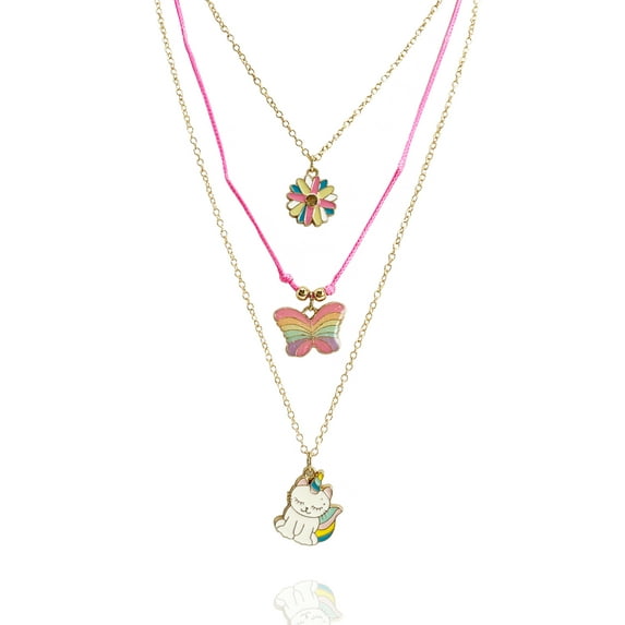 Wonder Nation Girls Gold-Tone Trio Charm Necklace set.