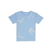 WONDER NATION Girls Rolling Stones Animal Print Graphic Tee with Short Sleeves, Sizes 4-18