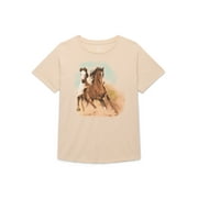 WONDER NATION Girls Today is a Good Day Graphic Tee with Short Sleeves, Sizes 4-18