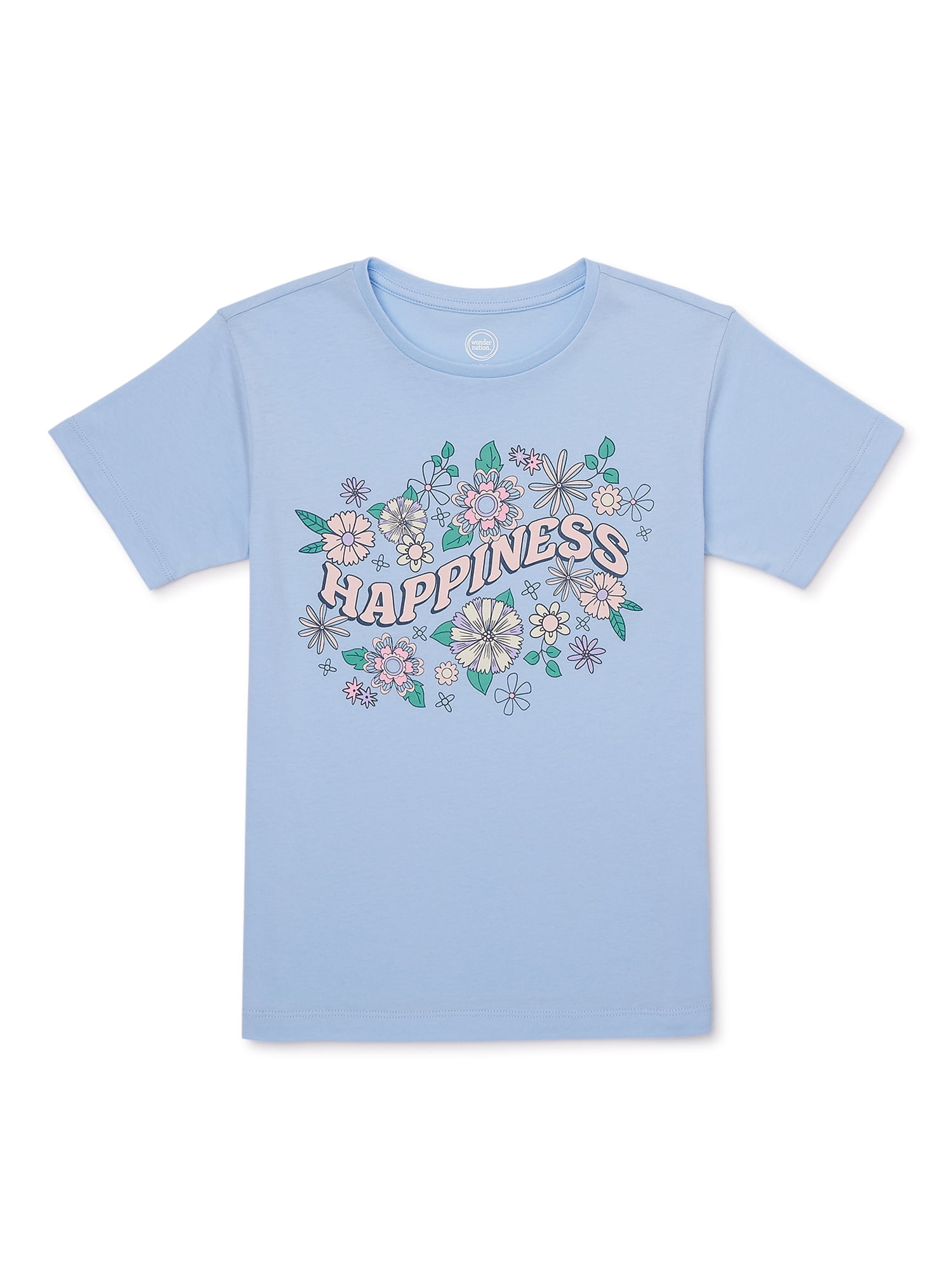 Wonder Nation Girls Happy Days Short Sleeve Graphic T-Shirt