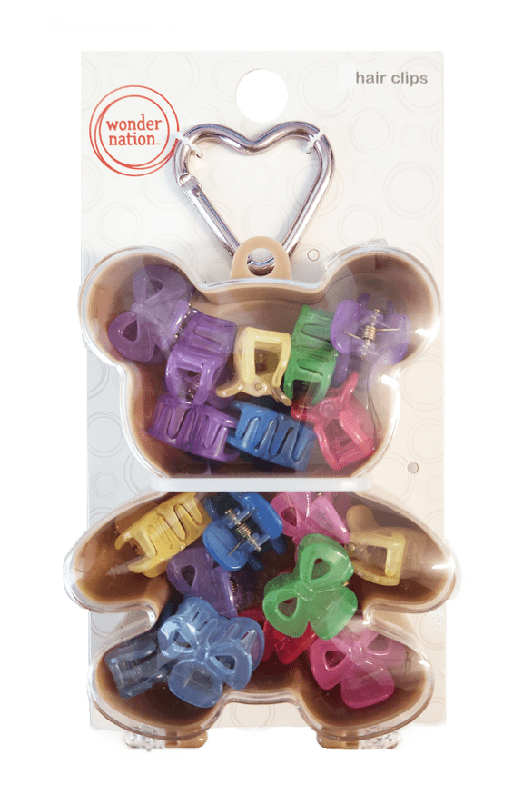 Girls Hair Accessories in Bear Case Keychain Set, 18-Piece, Multi