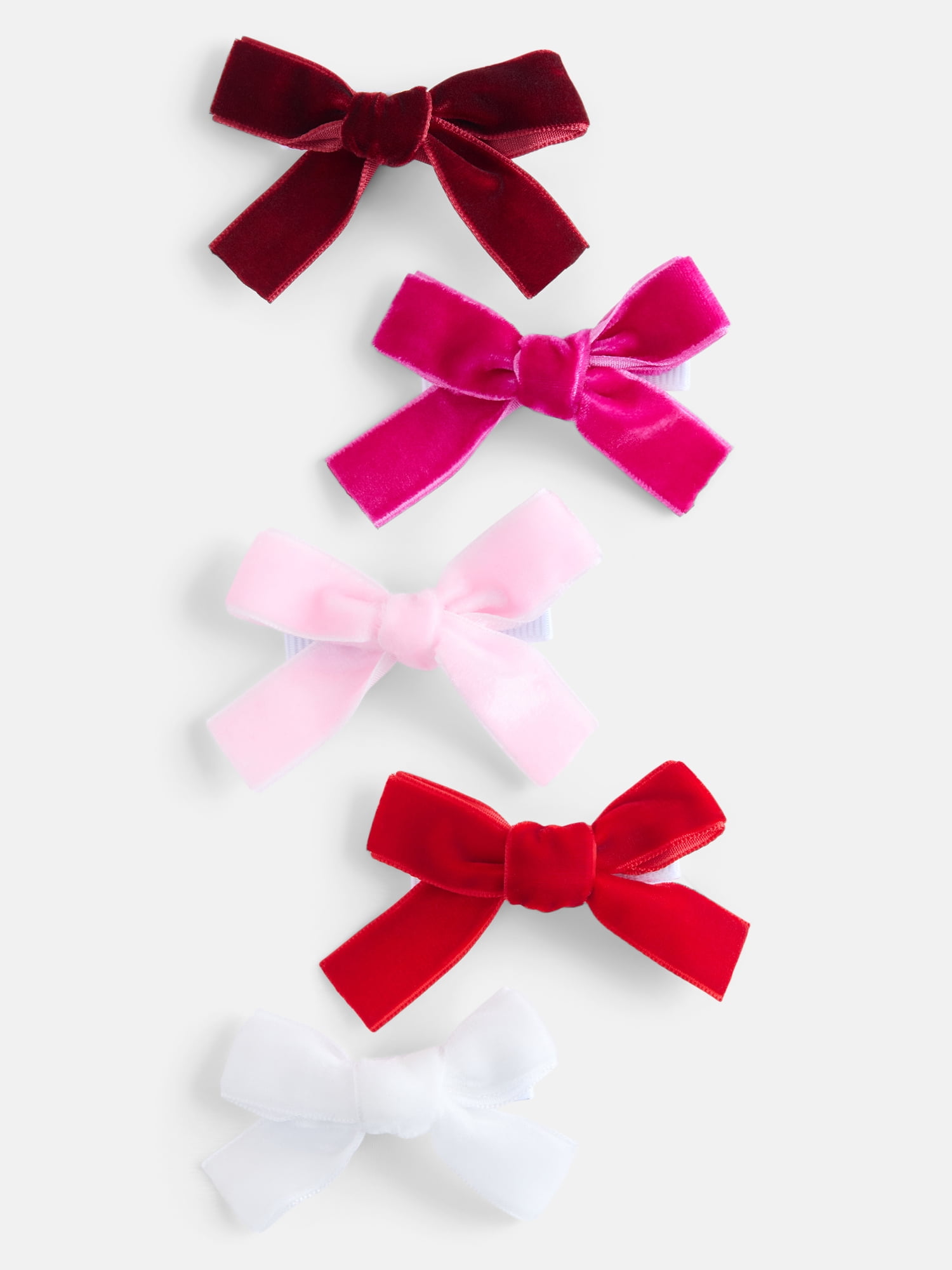 Wonder Nation Girls Medium Bow Hair Clips, 5-Piece, Red