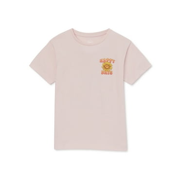 Wonder Nation Girls Happy Days Short Sleeve Graphic T-Shirt, Sizes 4-18