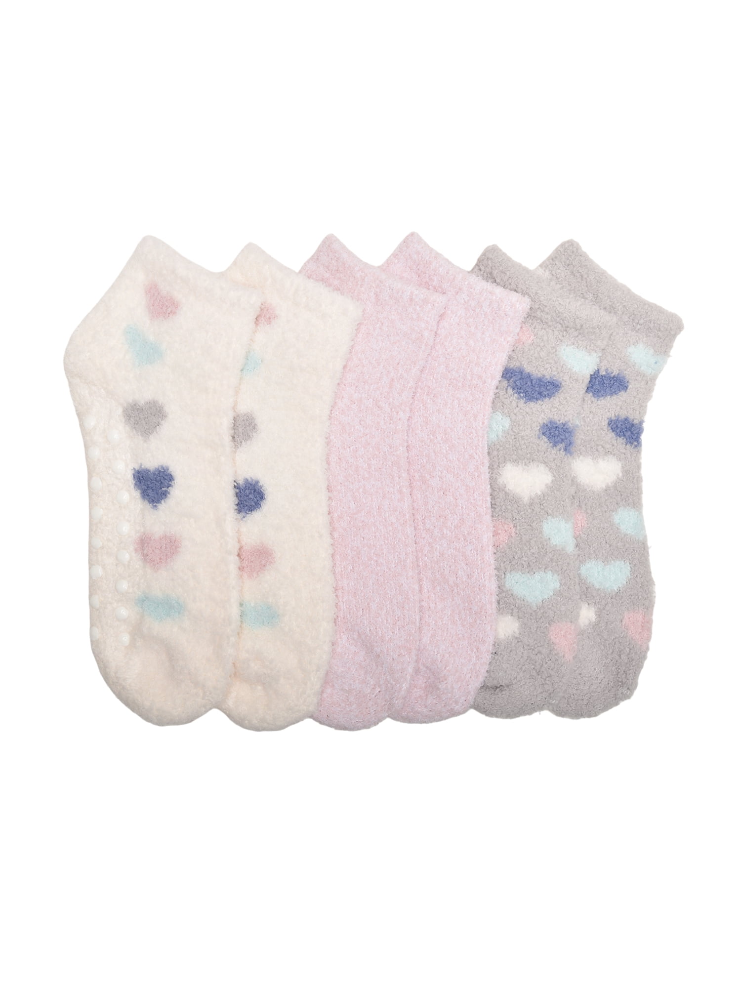 Wonder Nation Girls Heart Icon Cozy Ankle Socks, 3-pack, Size Large (Shoe Size 3-9)