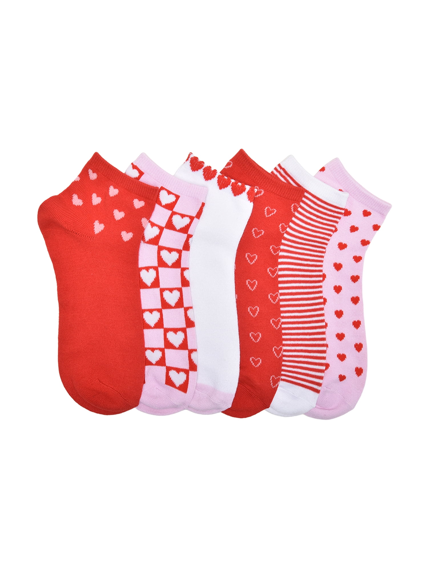 Wonder Nation Girls Heart Quarter Crews Socks, 6-pack, Size Medium (Shoe Size 10.5-4)