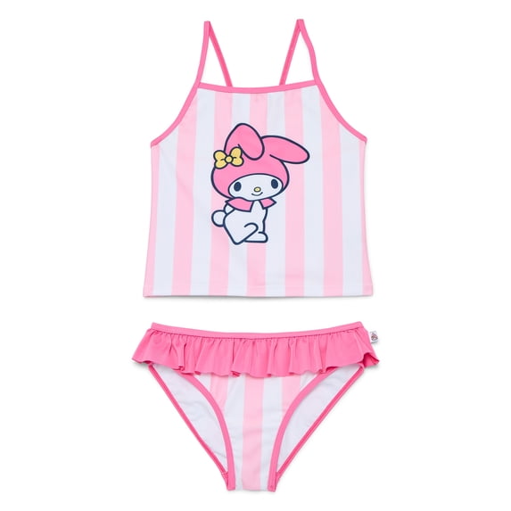 Wonder Nation Girls Hello Kitty My Melody Tankini Top and Bikini Bottoms Set, 2-Piece, Sizes 4-12