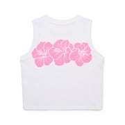 Wonder Nation Girls Hibiscus Floral Graphic Crew Neck Tank Top, Sizes 4-18 & Plus