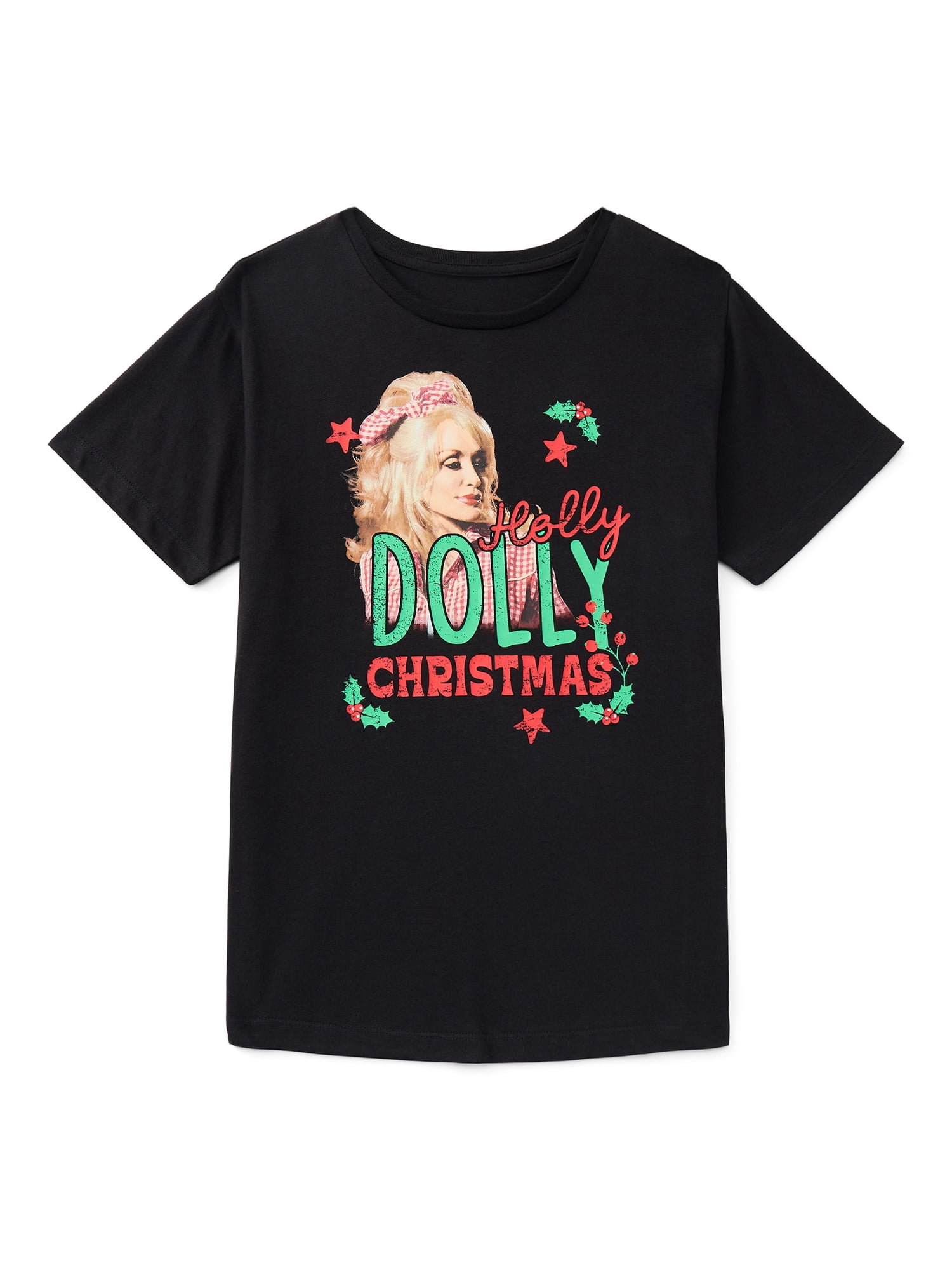 Wonder Nation Girls Holly Dolly Christmas Graphic Tee, Sizes 4-18
