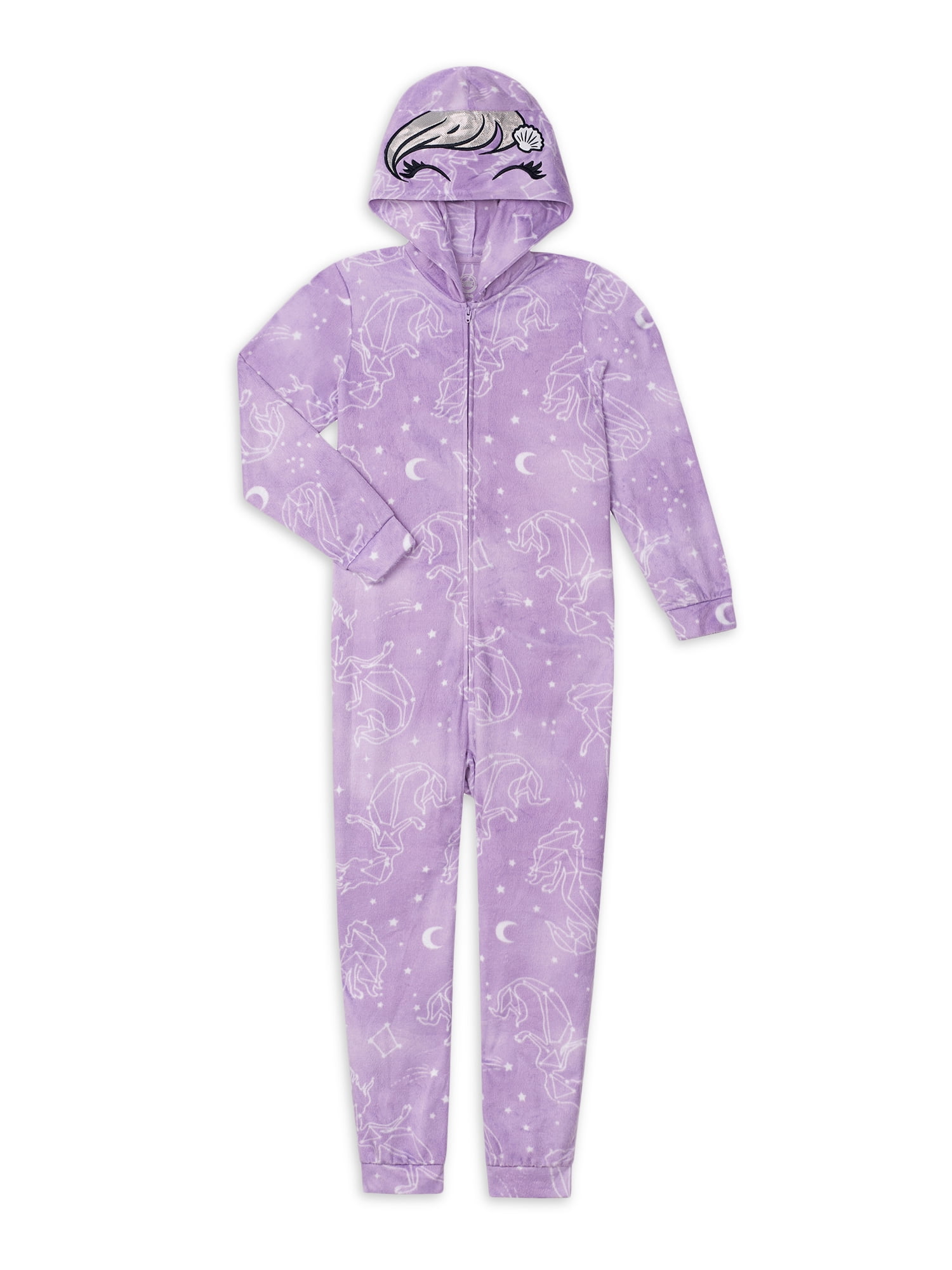 Wonder Nation Girls Hooded Long Sleeve Blanket Sleeper Pajama, Sizes 4-18  and Plus - Walmart.com