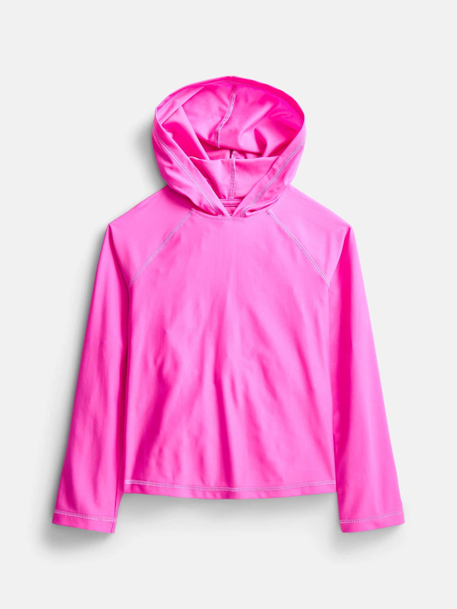 Wonder Nation Girls Hooded Rash Guard with Long Sleeves, Sizes 4-16