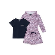 Wonder Nation Girls Hoodie, Sleep Tee, and Sleep Short Pajama Set, 3-piece, Sizes 4-18 & Plus