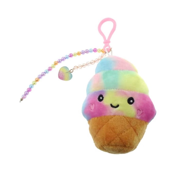 Wonder Nation Girls Ice Cream Cone Plush Keychain Bag Charm, Multi