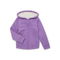 Wonder Nation Girls Kid Tough Zip Hoodie with Faux Shearling Lining ...