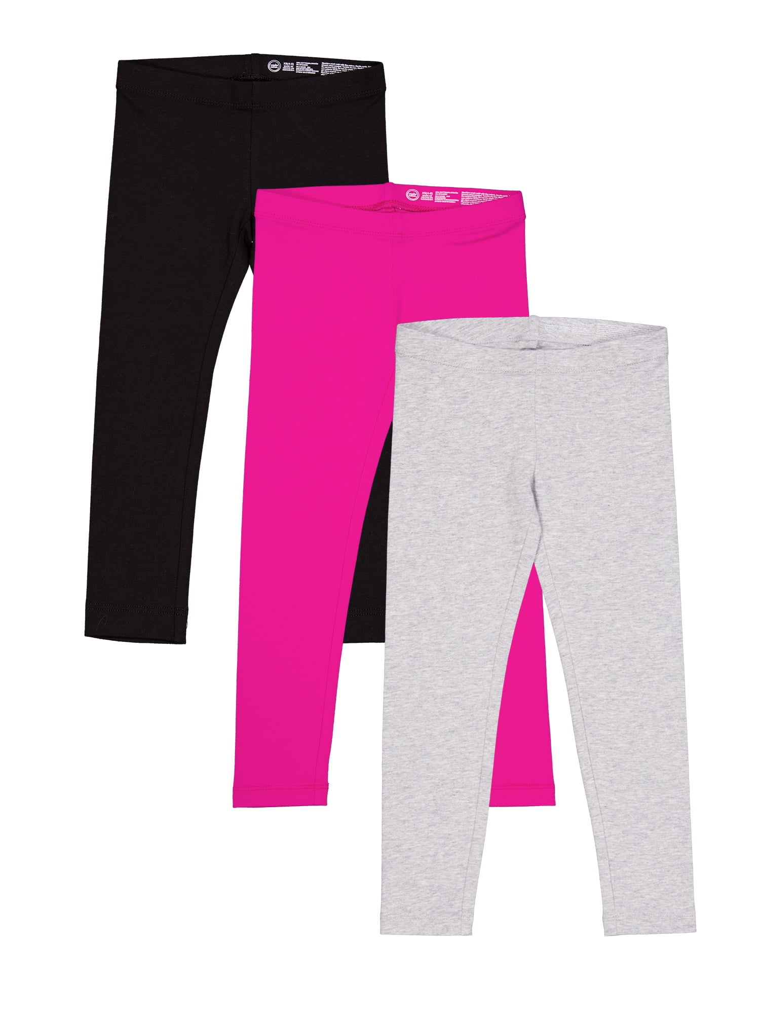 Wonder Nation Girls Kid Tough Leggings, 3-Pack, Sizes 4-18 & Plus