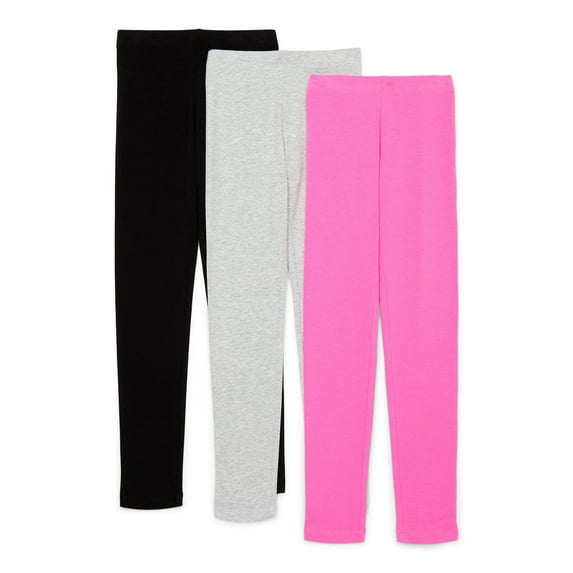 Wonder Nation Girls Kid Tough Leggings, 3-Pack, Sizes 4-18 & Plus
