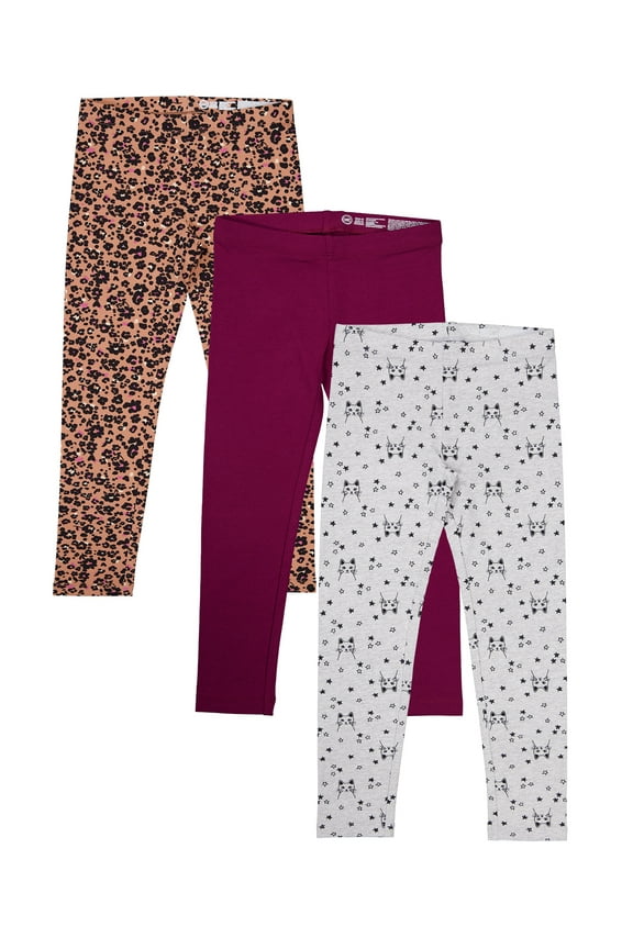 Girls Kid Tough Leggings, 3-Pack, Sizes 4-18 & Plus