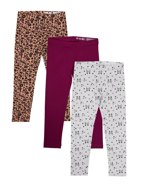 Girls Kid Tough Leggings, 3-Pack, Sizes 4-18 & Plus